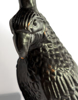 Pair of Large Distressed Black Metal Parrot Wall Sconces - AL181