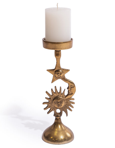 Antique Gold Celestial Candle Holder - AL178