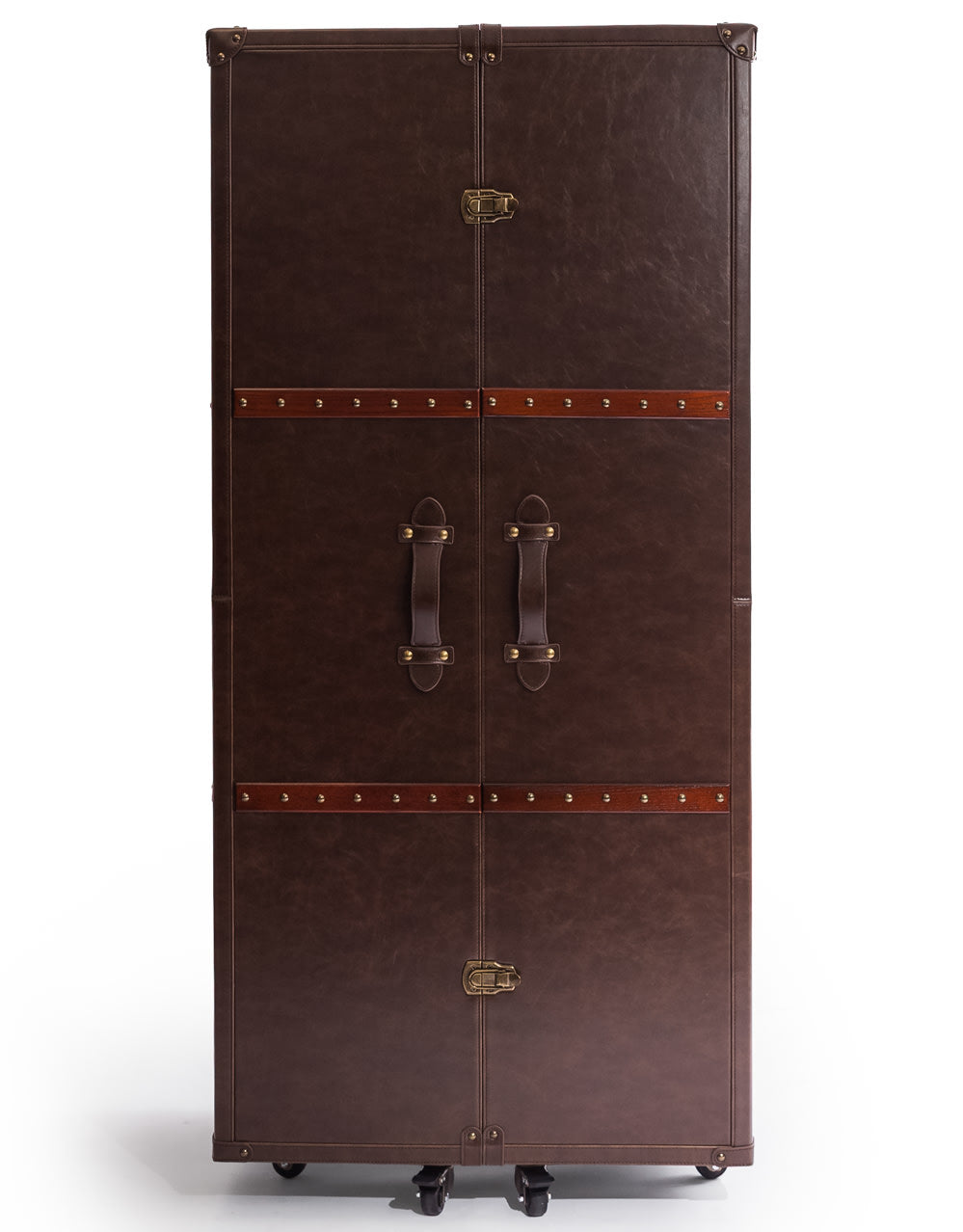Soho Steamer Extra Large Brown Leather Two-Door Wine / Bar Cabinet - SBC13