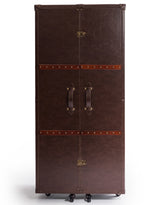 Soho Steamer Extra Large Brown Leather Two-Door Wine / Bar Cabinet - SBC13