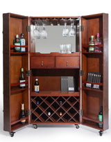 Soho Steamer Extra Large Brown Leather Two-Door Wine / Bar Cabinet - SBC13