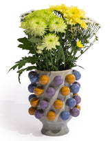 Ceramic Yellow / Blue / Lilac "Pom Pom" Vase - NCP23
