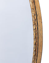 Large Round Gold Hammered Metal Wall Mirror w/ Bow - JHC20