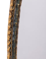 Large Oval Gold Hammered Metal Wall Mirror w/ Bow - JHC21