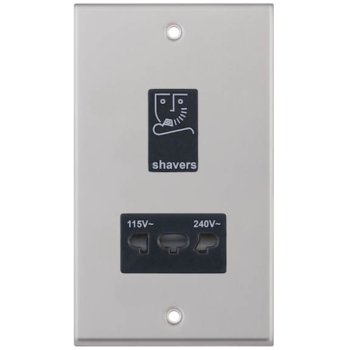 Selectric 7M-Pro Satin Chrome 115/230V Dual Voltage Shaver Socket with Black Insert