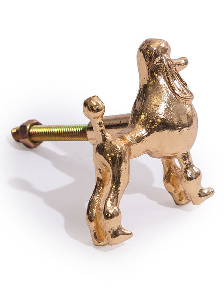 Gold Poodle Dog Drawer Knob - ET375