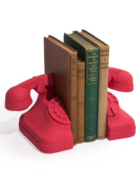 Set of Matt Pink/Red Telephone Bookends - ICD13