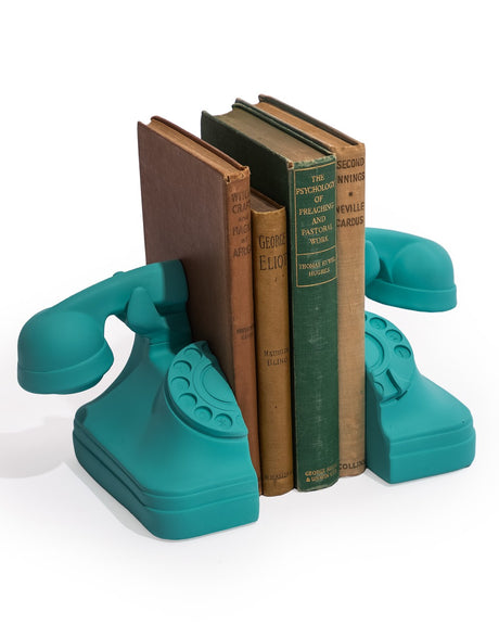 Set of Matt Aqua Blue Telephone Bookends - ICD14
