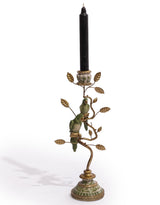 Antiqued Ornate Branch Green/Gold Parrot Candle Holder - RM82