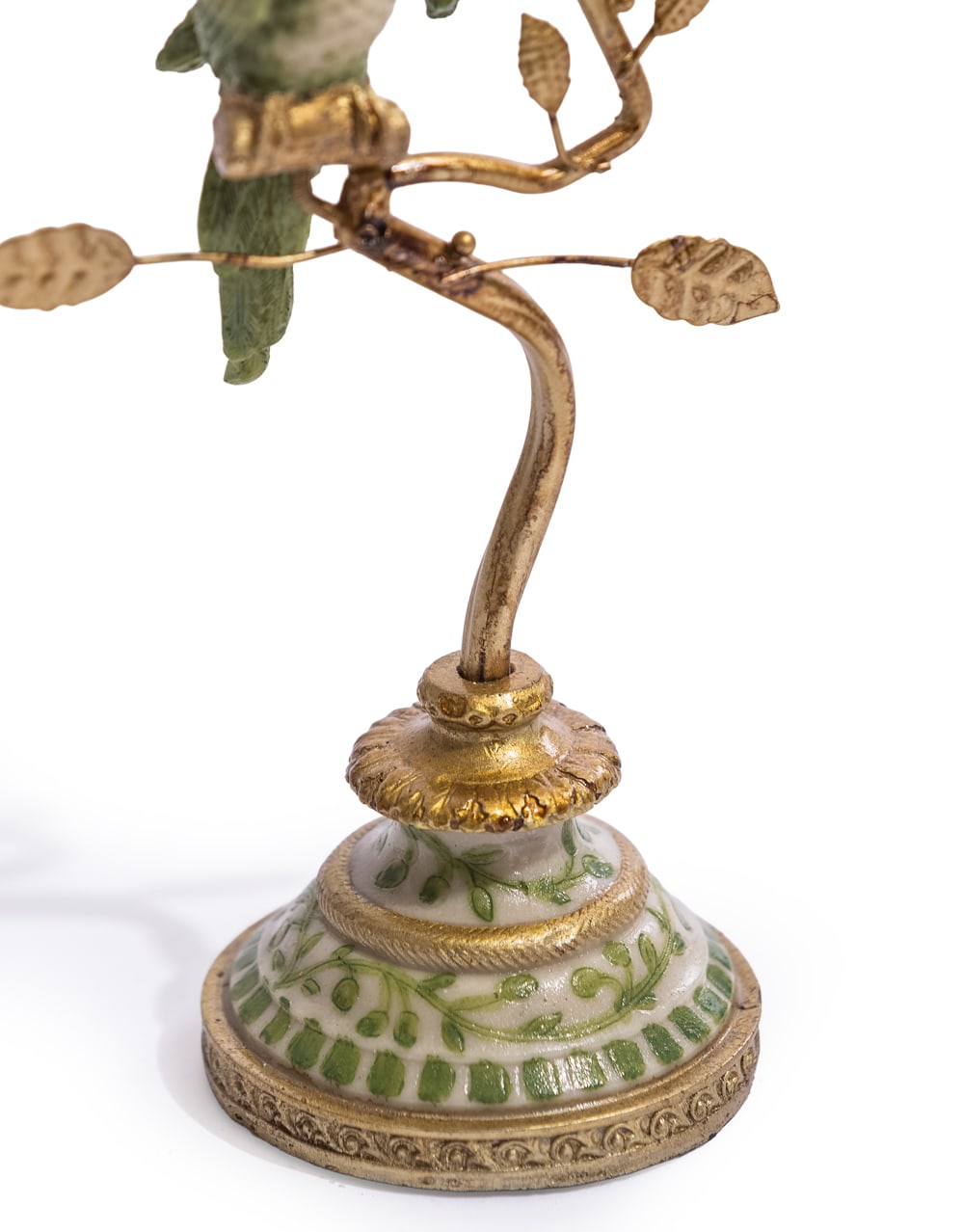 Antiqued Ornate Branch Green/Gold Parrot Candle Holder - RM82