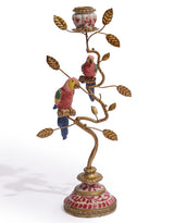 Antiqued Ornate Branch Red/Gold Parrot Candle Holder - RM83