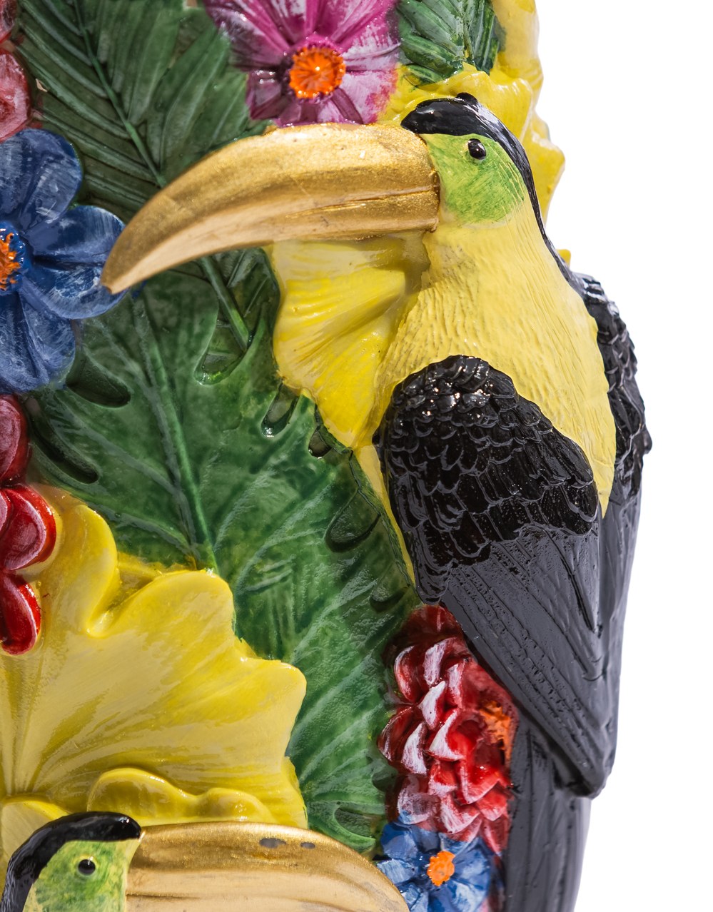 Vibrant Coloured Floral Toucan Bird Vase - RM86