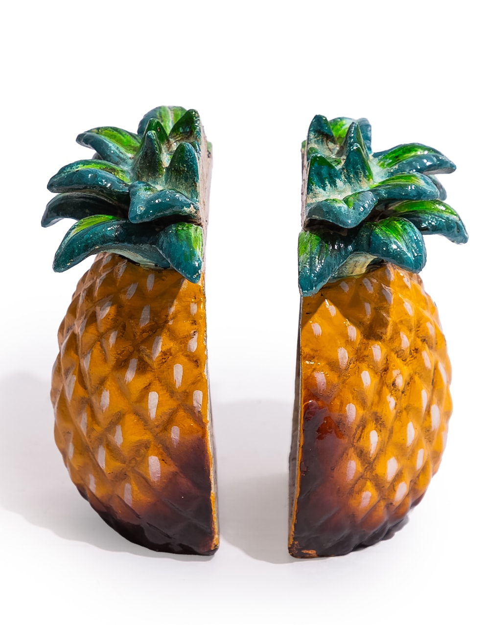 Cast Iron Antiqued Pair of Pineapple Bookends - STM99
