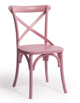 Pastel Pink Reclaimed Elm Cross-Back Dining Chair - BWC13