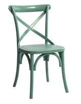 Pastel Mint Green Reclaimed Elm Cross-Back Dining Chair - BWC14