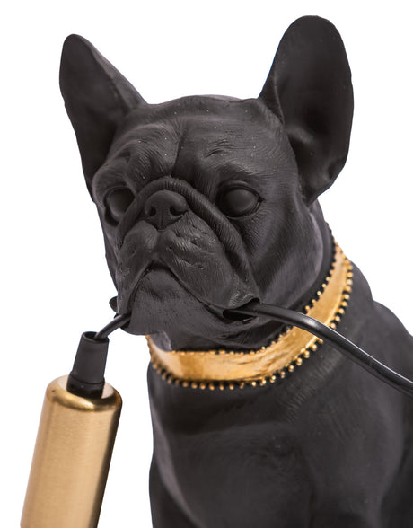 Matt Black & Gold Pug Table Lamp - DVM76