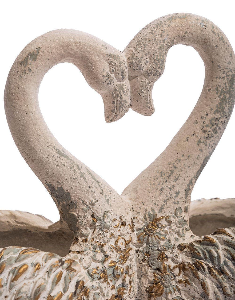 Large Antiqued "Love Heart" Pair of Swan Planters - JCS31