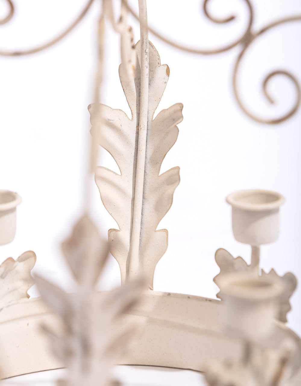 Antique White Metal Crown Candle Holder - JCS34