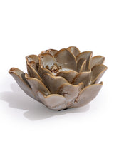 Mottled Burnt Cream Floral Ceramic Tealight Holder - TPR116