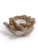 Mottled Burnt Cream Floral Ceramic Tealight Holder - TPR116