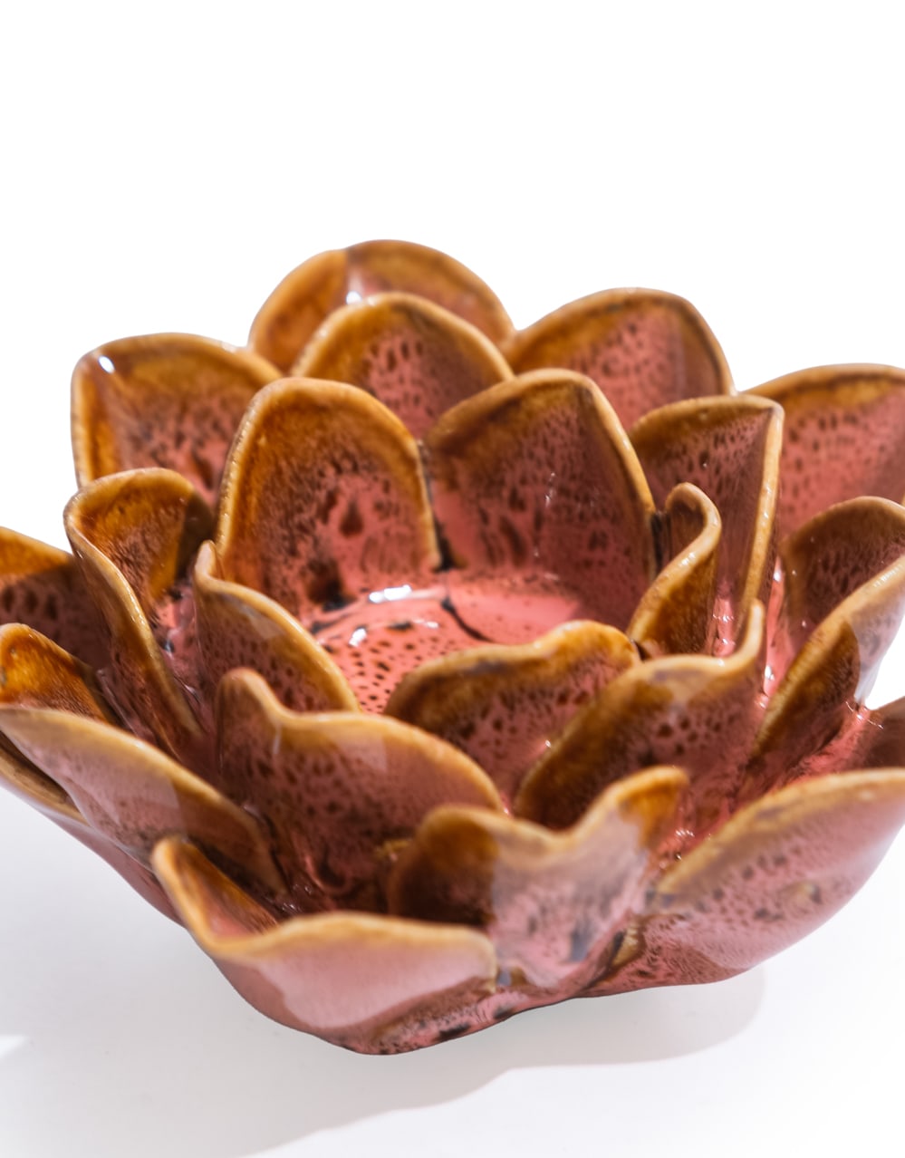 Mottled Pink Floral Ceramic Tealight Holder - TPR117