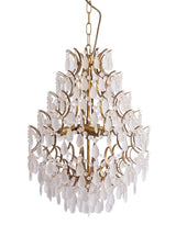 Large Antique Gold Multi Teardrop Chandelier w/ Frosted Crystals - CH317