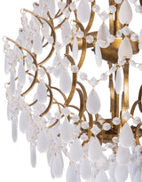 Large Antique Gold Multi Teardrop Chandelier w/ Frosted Crystals - CH317
