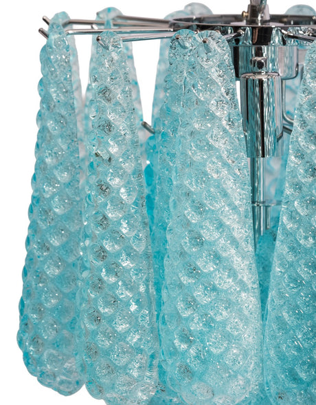 Chrome w/ Blue Bubbled Glass "Gicel" Chandelier - CH318