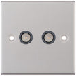 Selectric 7M-Pro Satin Chrome 2 Gang TV/FM Socket with Grey Insert