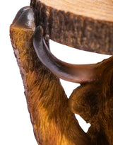 Highland Cow Holding "Trunk Slice" Side Table - BD196