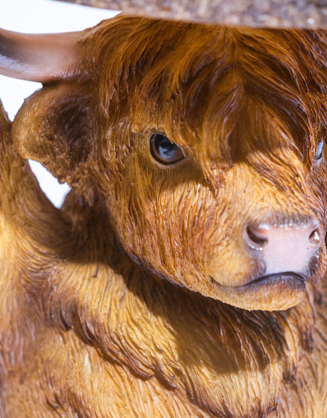 Highland Cow Holding "Trunk Slice" Side Table - BD196
