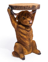 Highland Cow Holding "Trunk Slice" Side Table - BD196