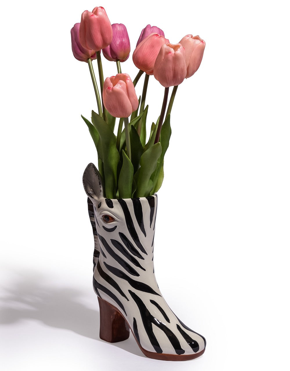 Medium Zebra Head Heeled-Boot Ceramic Vase - EGC22