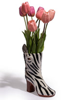 Medium Zebra Head Heeled-Boot Ceramic Vase - EGC22