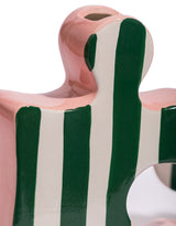 Set of 2 Green/White & Pink Ceramic Jigsaw Piece Vases - EGC26