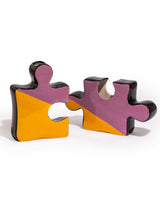 Set of 2 Orange/Purple/Black Ceramic Jigsaw Piece Vases - EGC27