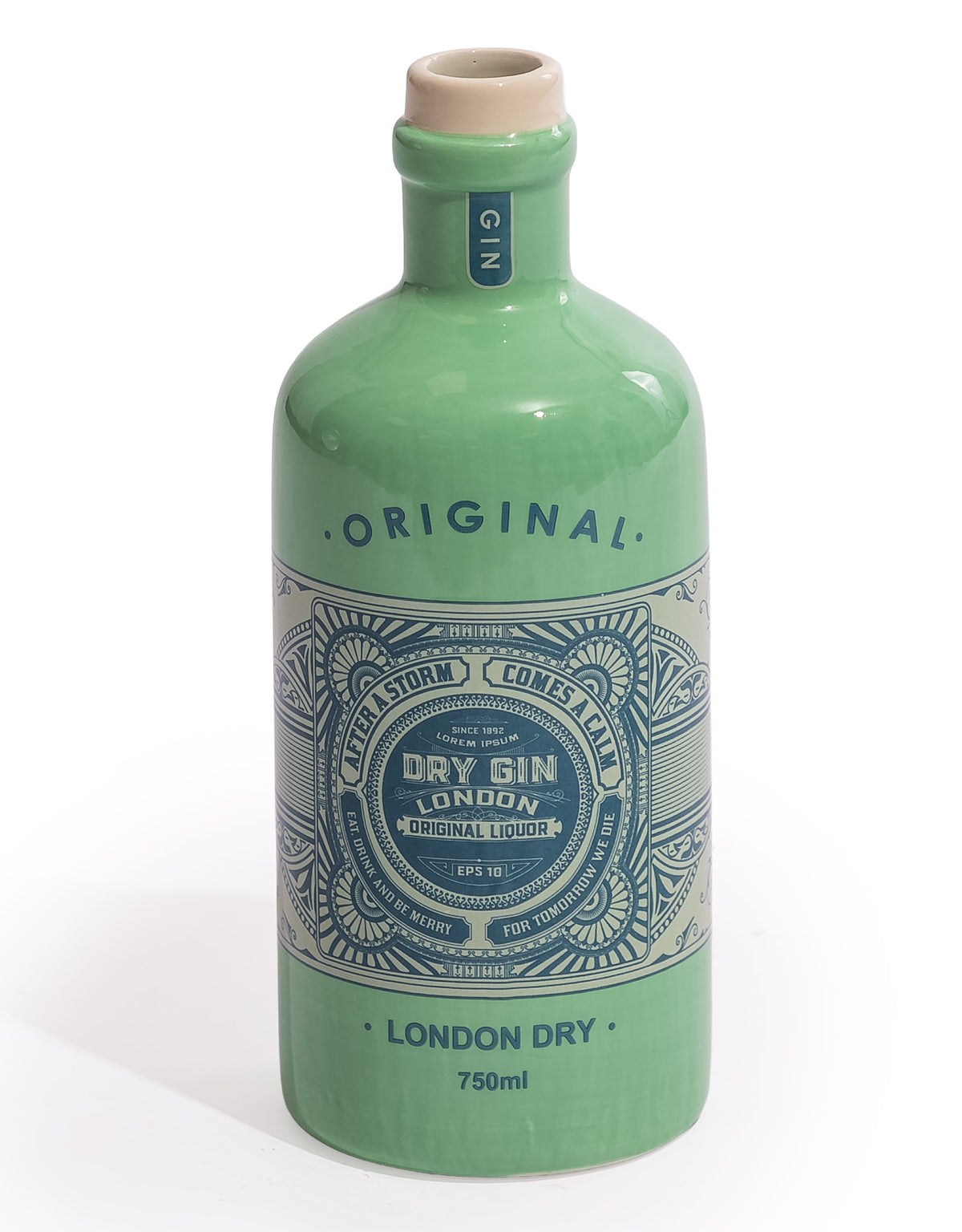 "Cambridge Blue" Ceramic Gin Bottle Stem Vase - EGC28