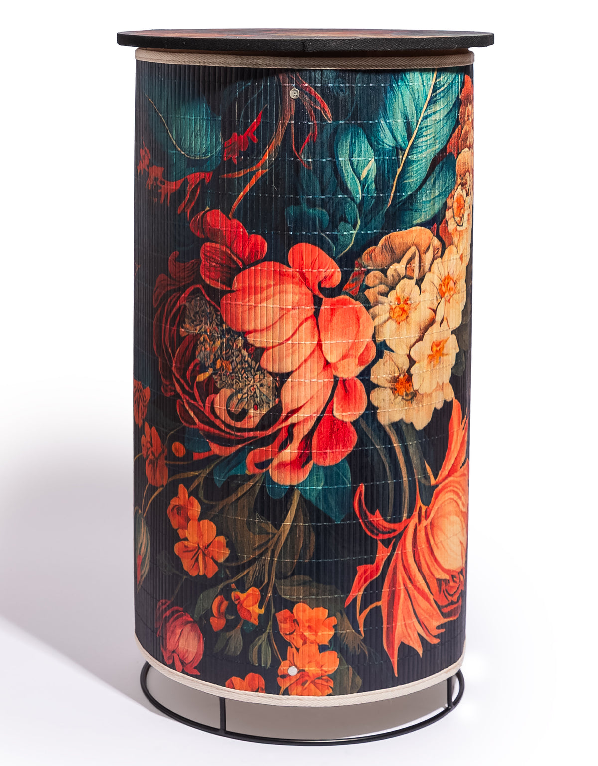 Floral Boho Bamboo Side Table 60cm - PSC23