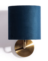 Brushed Brass Wall Lamp w/ Navy Velvet Shade - CL154