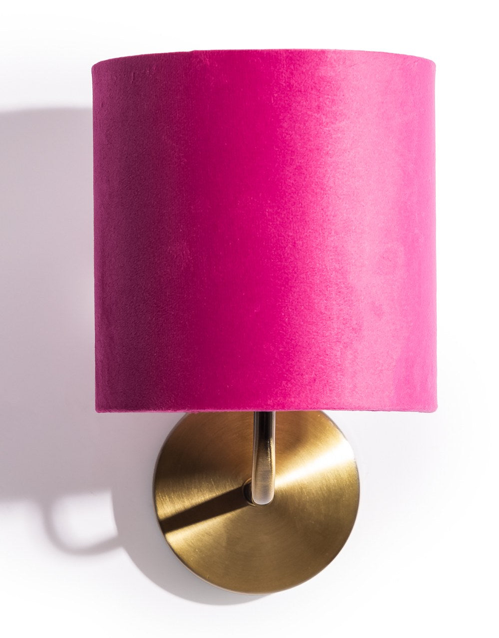 Brushed Brass Wall Lamp w/ Pink Velvet Shade - CL155