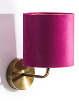 Brushed Brass Wall Lamp w/ Pink Velvet Shade - CL155