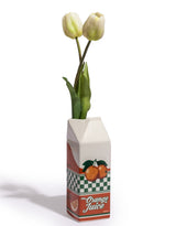 Orange Juice Carton Ceramic Stem Vase - CRT152