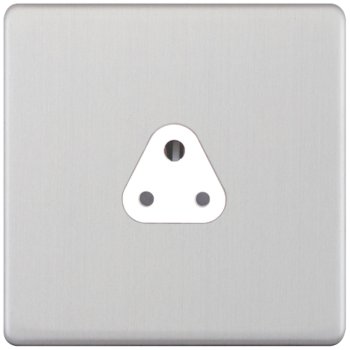 Selectric 5M-Plus Satin Chrome 1 Gang 2A Round Pin Socket with White Insert