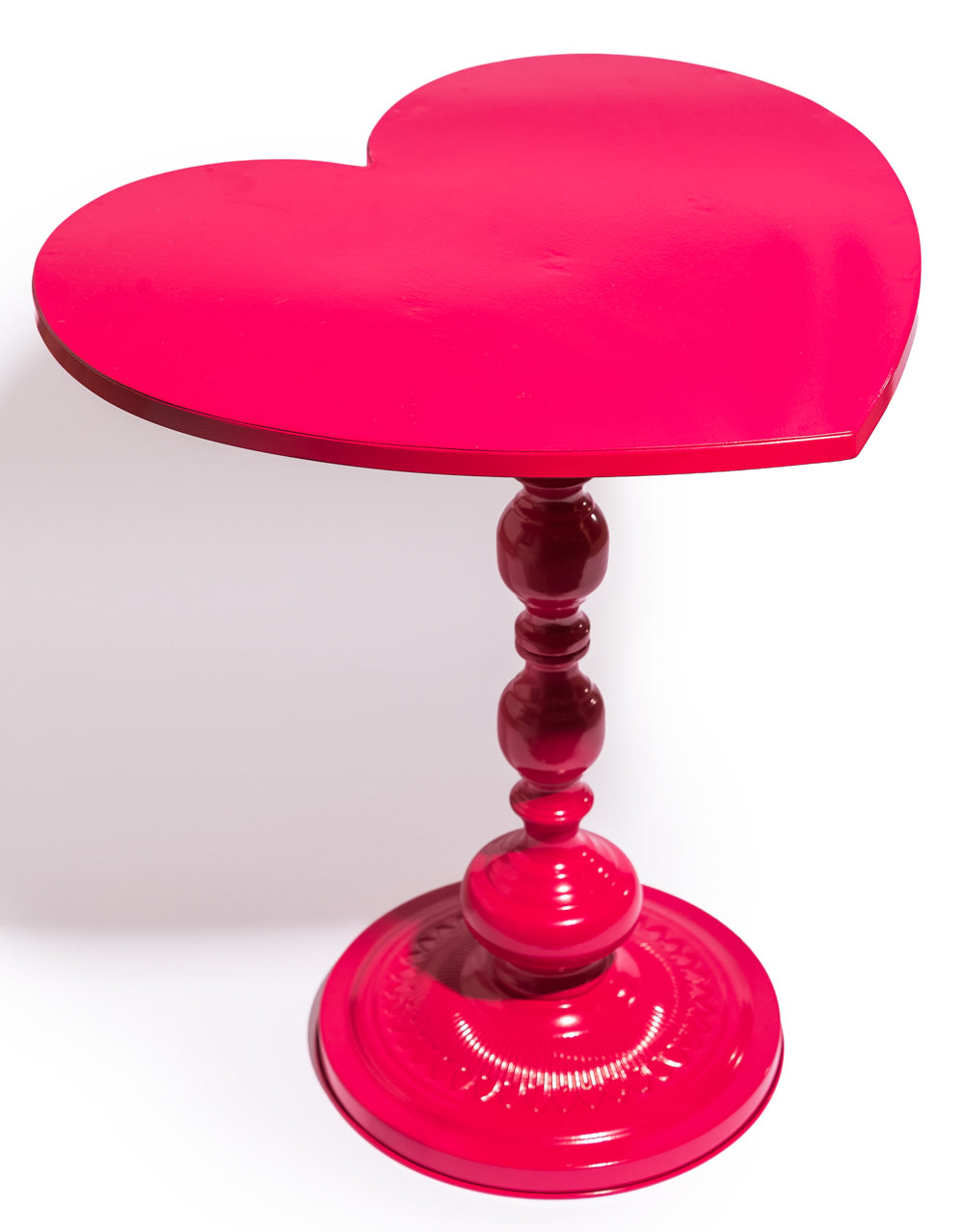 Metal Pink Heart Side Table - CRT159
