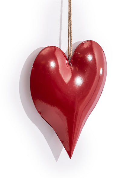 Medium Red Metal Hanging Heart Ornament - CRT161