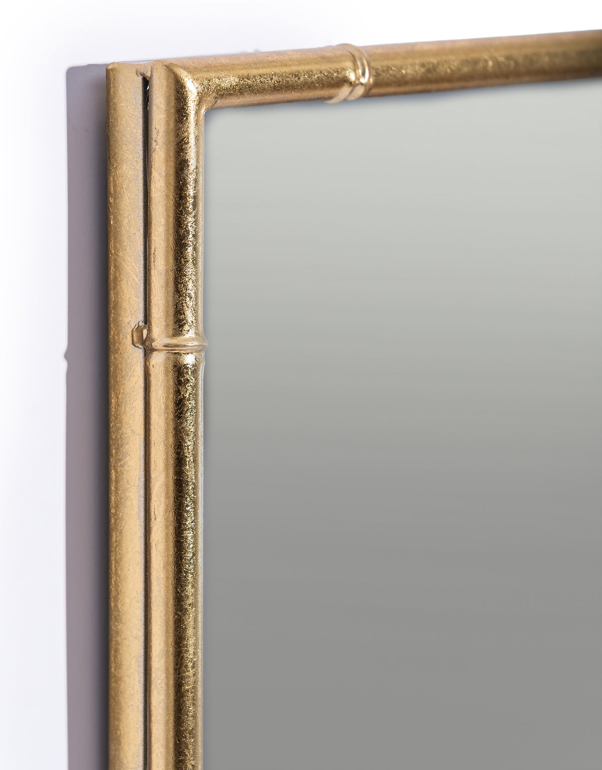 Antique Gold Rectangular Metal Bamboo Wall Mirror - EM142