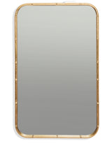 Antique Gold Round-Edged Rectangular Metal Bamboo Wall Mirror - EM143