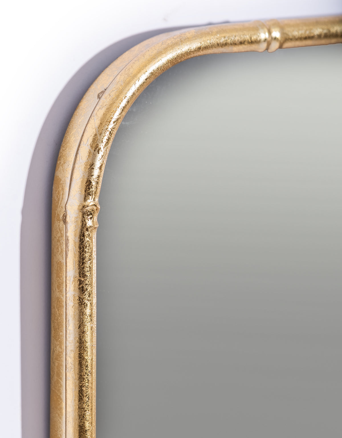 Antique Gold Round-Edged Rectangular Metal Bamboo Wall Mirror - EM143