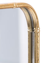 Antique Gold Round-Edged Rectangular Metal Bamboo Wall Mirror - EM143