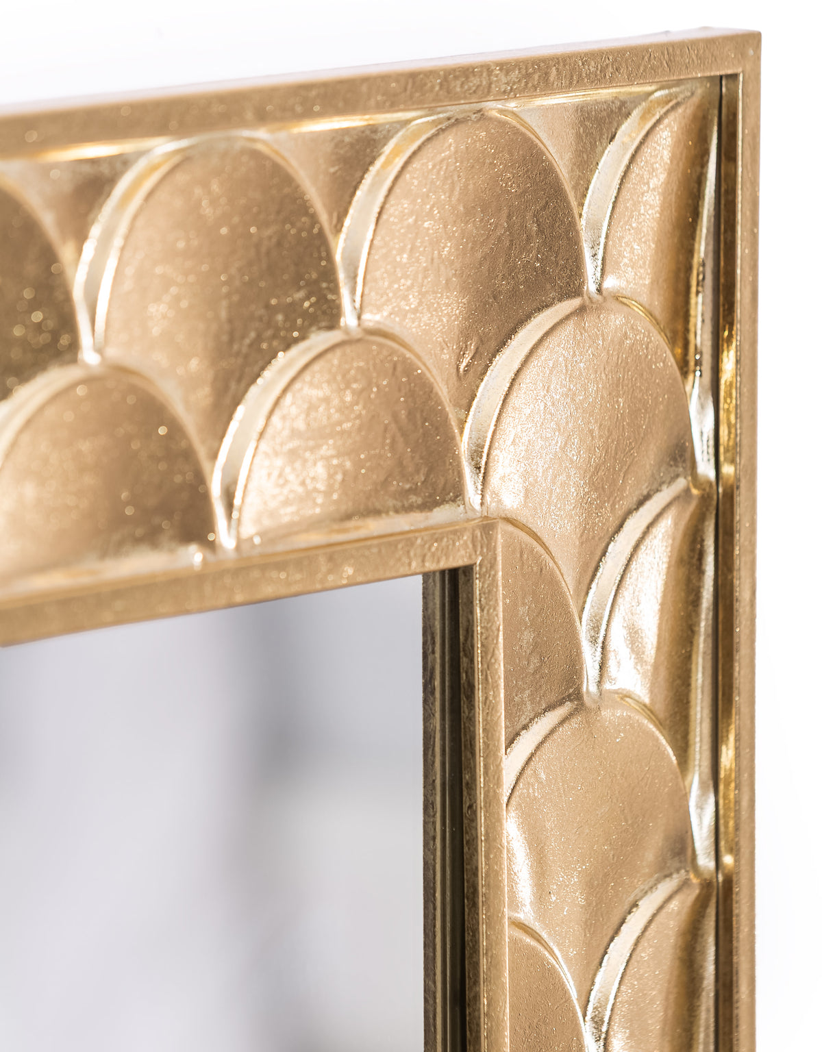 Antique Gold Rectangular "Fish Scales" Framed Wall Mirror - EM146